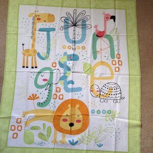 Jungle Zoo Animals Cotton Fabric Panel Quilting Sewing Material